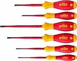 Wiha Schraubendreher Set 6-teilig , VDE geprüft, isoliert 1.000 V (36455) I Profi Schraubenzieher Set mit dünner Spitze Schlitz/Kreuzschlitz I Elektriker Werkzeug