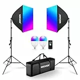 NEEWER RGB Softbox Beleuchtungsset mit App Steuerung und 9 Effektmodi, 2er Pack 24W CE/UKCA zertifizierte LED Lampen CRI93+ TLCI98+,E27 Porzellanfassungen,24' Softboxen,für Studiofotografie, NK800
