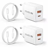 RAVIAD 33W USB C Ladegerät GaN Netzteil 2-Pack, 2-Port [USBC + USBA] PD Schnellladegerät mit USB C Kabel 2M, USBC Stecker für iPhone 16 15 Pro Max, Galaxy S25 S24 S23 Ultra, iPad Pro, MacBook Air