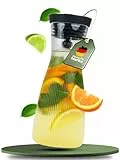 CLIDOR Wasserkaraffe mit Deckel - 1 L, edles Klarglas Design, Tropffreie Glaskaraffe mit Deckel, Eleganter Wasserkrug mit feiner Filterung, Ideal für Fruchtwasser, Säfte, Infused Water (1000ml)