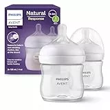 Philips AVENT Babyflaschen Natural Response – 2x Babyflaschen, 125 ml, für Neugeborene ab 0 Monaten, BPA-frei (Modell SCY900/02)