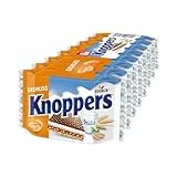 Knoppers Erdnuss – 8 x 25 g – Gefüllte Waffelschnitten mit Milch- und Erdnusscreme, feinsalzigen Erdnuss-Stückchen und Kakao