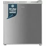 homeX Mini Gefrierschrank, Gefriertruhe klein - 33L Nutzinhalt, 4-Sterne Gefrierbox, freistehend, kompakte Tiefkühltruhe, Mini Freezer mit Temperaturregelung, kleiner Tiefkühlschrank, leise, silber