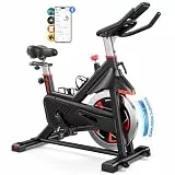 MERACH Heimtrainer Fahrrad mit Magnetischem Widerstand, Leises Bremsbelag/Hometrainer Fahrrad mit Verbessertem bequemem Sitzkissen, Indoor Cycling Bike mit Tablet-Halter, Eigener App, Bis 136KG