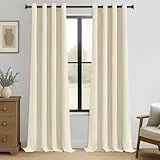MRTREES Vorhang Blickdicht Gardinen Thermovorhang mit Ösen Verdunklungsvorhang Ösenschal Vorhänge Kurz Modern 245×140cm(H×B) Beige Creme 2er Set für Wohnzimmer Schlafzimmer Kinderzimmer