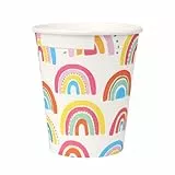 Talking Tables 8 x Regenbogen-Partybecher aus Papier, Geburtstagsparty-Kleidung für Kinder, Jungen, Mädchen, 1. Geburtstag, Babyparty, recycelbares und Einweggeschirr, Volumen: 250 ml (9 oz)