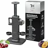 Thiru Premium Kirschentkerner Pflaumenentsteiner - Kombigerät für Pflaumen und Kirschen - Robuste Edelstahlklingen - Made in Germany - inkl. E-Book mit 25 Rezepten - zerdrückt die Frucht nicht