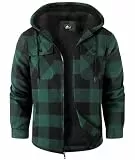SwissWell Herren Hemdjacke Verdicken Karierts mit Reißverschluss Flanelljacke Plüschfutter Freizeit Gefüttert Kapuzenpullover Männer Winter Hemd Fleece Hoodie Winterjacke mit Taschen(Grün 2XL)