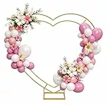 Fiita Gold Herz Hochzeitsbogen,Herz Ballon Bogen Kit Metall Arch Stand Hochzeit Blumen Herzförmiges Kreis Rahmen Hoop Ständer Ballonbogen Set,für Hochzeit, Babyparty, Geburtstagsfeier, Jubiläum,2M