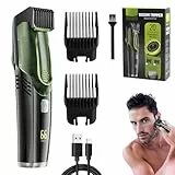 AVCXEC Barttrimmer Herren, Vacuum Beard Shaver for Men, IPX6 Wasserdichter Bartschneider Herren mit 2 Kämmen, Unterstützt 20 Längen 1-20mm, Wiederaufladbarer Bart Trimmer, für Schnurrbart Koteletten