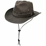 Stetson Diaz Outdoorhut Herren - Westernhut mit Kinnband und biegbarem Rand - Cowboyhut mit UV-Schutz 40+ - Stoffhut mit Baumwolle im Washed/Used Design - Hut Sommer/Winter braun L (58-59 cm)