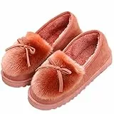 Sisttke Damen Winter Plüsch Hausschuhe Komfort Warme Home rutschfeste Pantoffeln Weiche Fellschuhe Slippers,Pink-D,35 EU