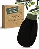 BANYÔ Hamam Peelinghandschuh I Wiederverwendbarer Duschhandschuh aus 100% Viskose I Effektives Peeling mit reichhaltigem Schaum für den Körper I Fördert die Durchblutung (Schwarz)