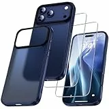 UniqueMe für iPhone 17 Pro Max Hülle - Handyhülle für iPhone 17 Pro Max Case, Rundumschutz Hülle Set Schutzhülle Cover, 1 Handyhülle & 2 Schutzfolie - Matt Blau