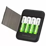 BATZONE 4 Stück 1,5 V 2500 mWh AA Lithium-Batterien mit Ladegerät 4 Steckplätze (kein Ladekabel)