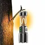 Relybo Taschenlampe Led Aufladbar, Led Taschenlampe Extrem Hell 1000000 Lumen, Taktische Taschenlampe, 2 Schalter, 10 Modus, LCD-Bildschirm, mit stroboskop, für Notfälle Camping Hiking