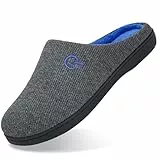 Mishansha Herren Memory Foam Hausschuhe Atmungsaktiv Rutschfester Gummisohle Winter Slipper Warm Gefütterte Männer Pantoffeln für Indoor & Outdoor Grau 38/39