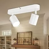 Ketom Deckenleuchte LED 2 Flammig, Modern Deckenstrahler Schwenkbar, Spot Deckenleuchte Matt Weiß, GU10 Deckenlampe Spots für Küche, Schlafzimmer, Wohnzimmer, Ohne Leuchtmittel