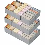 DIMJ Schubladen Organizer Schrank Organizer - Kleiderschrank Organizer Stoff, Ordnungssystem Kleiderschrank Faltbare Unterwäsche Organizer, Organizer Schublade für Kleidung, 12 Stück(Hellgrau)