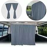BREMER SITZBEZÜGE Abtrennung Fahrerhaus Sonnenschutz Führerhaus Gardinen Vorhang kompatibel mit VW T3 T4 Multivan Transporter Caravelle Grau Camping Wohnmobil Zubehör