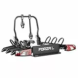Atera 022801 Fahrradheckträger Forza L, Auto-Kupplungsträger mit Rückleuchten, faltbar - für 3 Fahrräder oder schwere E-Bikes, Schwarz