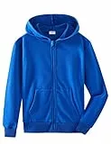 Spring&Gege Jungen Hoodie Sweatjacke Basic Einfarbig Baumwoll Kapuzenjacke für Kinder Königsblau 7-8 Jahre