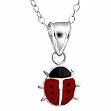 Laimons Kids Kinder-Halskette Kinderschmuck Marienkäfer Schwarz, Rot Sterling Silber 925