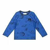 Koko Noko - Boys - T-Shirt - Children's Clothing - Cotton/Elastane - Long Sleeves - Planet Print - Pushbuttons - Bright Blue - Size 86