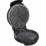SEVERIN Waffeleisen, Waffelbackgerät mit Antihaftbeschichtung für klassische Herzwaffeln, platzsparend und praktisch, ca. 1.300 W Leistung, schwarz/Edelstal, WA 2103