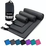ZENACROSS Mikrofaser Handtuch 3er Set mit Transportbeutel - Schnelltrocknendes und vielseitiges Fitness Handtuch - Sporthandtuch Größen - XS, S, M - Dunkelgrau