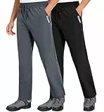 2er-Pack Herren Wanderhosen Leichte wasserabweisend Jogginghose Innennaht 32'' Outdoor Trekkinghose mit Reißverschlusstaschen Schwarz/Grau 2P-14-2XL