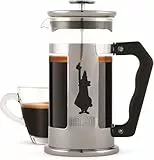Bialetti Kaffeepresse Preziosa, French Press Filter für Kaffee oder Tee, Gehäuse aus Edelstahl und Behälter aus Borosilikatglas, spülmaschinenfest, 1 Liter, 8 Tassen, Silber