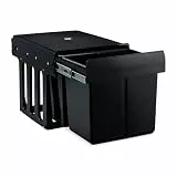 Relaxdays Einbaumülleimer 2-fach, ausziehbarer Küchenmülleimer für Unterschrank, 2x15 L, 35,1 x 34,3 x 48 cm, schwarz