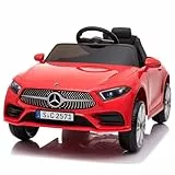 LEADZM Kinder Elektroauto Mercedes Benz CLS 350 mit 12V Kinderauto Elektrisch 2,4G-Fernbedienung, Elektrofahrzeuge 2-türig mit MP3, Musik, Hupe, LED-Leuchten (CLS Rot)