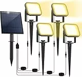 NATPOW Solar Gartenstrahler für Außen, 4-in-1 Solarleuchte Garten, IP65 Wasserdichte, Auto-ON/OFF Außenwandleuchten Landschaftsstrahler Gartenbeleuchtung für Bäume, Hof, Gartenweg (3000K)