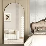 CASSILANDO Bogen-Ganzkörperspiegel, 180x80cm Bodenspiegel, Bodenspiegel Freistehender Ganzkörperspiegel mit Ständer für Schlafzimmer, Hängender montierter Spiegel für Wohnzimmer Garderobe, Schwarz