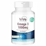 Omega 3 1000mg - 90 Softgels - Omega 3 aus Fischöl - mit EPA, DHA und Vitamin E - Hochdosiert - Qualität aus Deutschland - ViVe Supplements