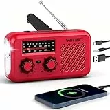 Gemmac Kurbelradio mit Kopfhöreranschluss, AM/FM/SW Solar Notfallradio, 2000mAh Akku Power Bank Radio Batteriebetrieben USB Baustellenradio mit Weltempfänger, SOS Taschenlampe für Notfall Ausrüstung