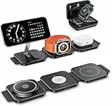JARGOU 3 in1 Faltbare Ladestation für Apple, Ladestation Apple Watch und iPhone, Mag-Safe Ladegerät für iPhone 17 Pro Max 16 15 14 13 12, Wireless Charger für Apple Watch Series, AirPods Pro 4 3 2