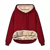 EMATOP Hoodie Damen Fleece Gefütterte Sweatshirt Winter Warm Pullover mit Kapuze Fleecepullover Kuschelig Innenfutter Kapuzenpullover Casual Sportlich Langarmshirt Langarm Baumwolle Pulli Jumper