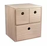 Rayher 62908505 Holzkommode mit 3 Schubladen, 21 x 18 x 23 cm, FSC zertifiziert, Schubladenbox, Natur