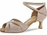 Diamant Damen Tanzschuhe 141-077-525 - Samt Nude Silver Reflex - Normal - 5 cm Flare - Made in GermanyGröße: UK 5,5