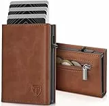 TENBST Geldbörse Herren Ultra Slim mit Kartenschub & RFID - Portmonee Kartenetui Geldbeutel für 8 Karten/Bargeld/Münzen 80% Dünner - Flugzeug Alu & Kunstleder in Geschenkbox