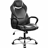 BASETBL Bürostuhl Chefsessel 150kg Schreibtischstuhl, Bürosessel Office Chair Gaming Stuhl, Bürostühle ergonomisch PU Leder, PC Stuhl Drehstuhl Hat weiche gepolsterte Armlehnen, Wippfunktion, schwarz