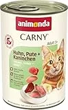 animonda Carny Adult Katzenfutter, Nassfutter für ausgewachsene Katzen, Huhn, Pute + Kaninchen, 6 x 400 g