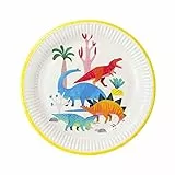 Talking Tables 8 Dinosaurier Pappteller Buntes Papiergeschirr für den Kindergeburtstag, Unisex-Partygeschirr für Mädchen und Jungs, Dinoteller