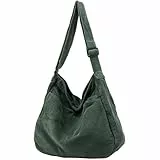DAINAOTM Canvas-Tragetasche, lässige Hobo-Umhängetasche, Schultertasche für Damen und Herren, große Geldbörse, Kuriertasche, Reisen, Arbeit, 2-grün, Large
