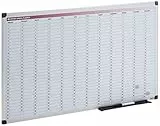 Bi-Office Jahresplaner mit 366 Tagen und zwölf Monaten, Magnetisch, Aluminium Rahmen, 90x60cm, Weiß, silber, schwarz