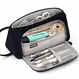 EASTHILL Federmäppchen mit grossem Fassungsvermögen Mäppchen Schreibwarenbeutel Bleistift Beutel für Middle High School College Mädchen Erwachsener Teenager Geschenk -Black