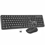 Rii Tastatur Maus Set Kabellos, 2.4 GHz Leise Funktastatur mit Maus, Wireless Keyboard and Mouse, für PC/Laptop/Windows/MacOS/Linux, QWERTZ Deutsches Layout - Schwarz